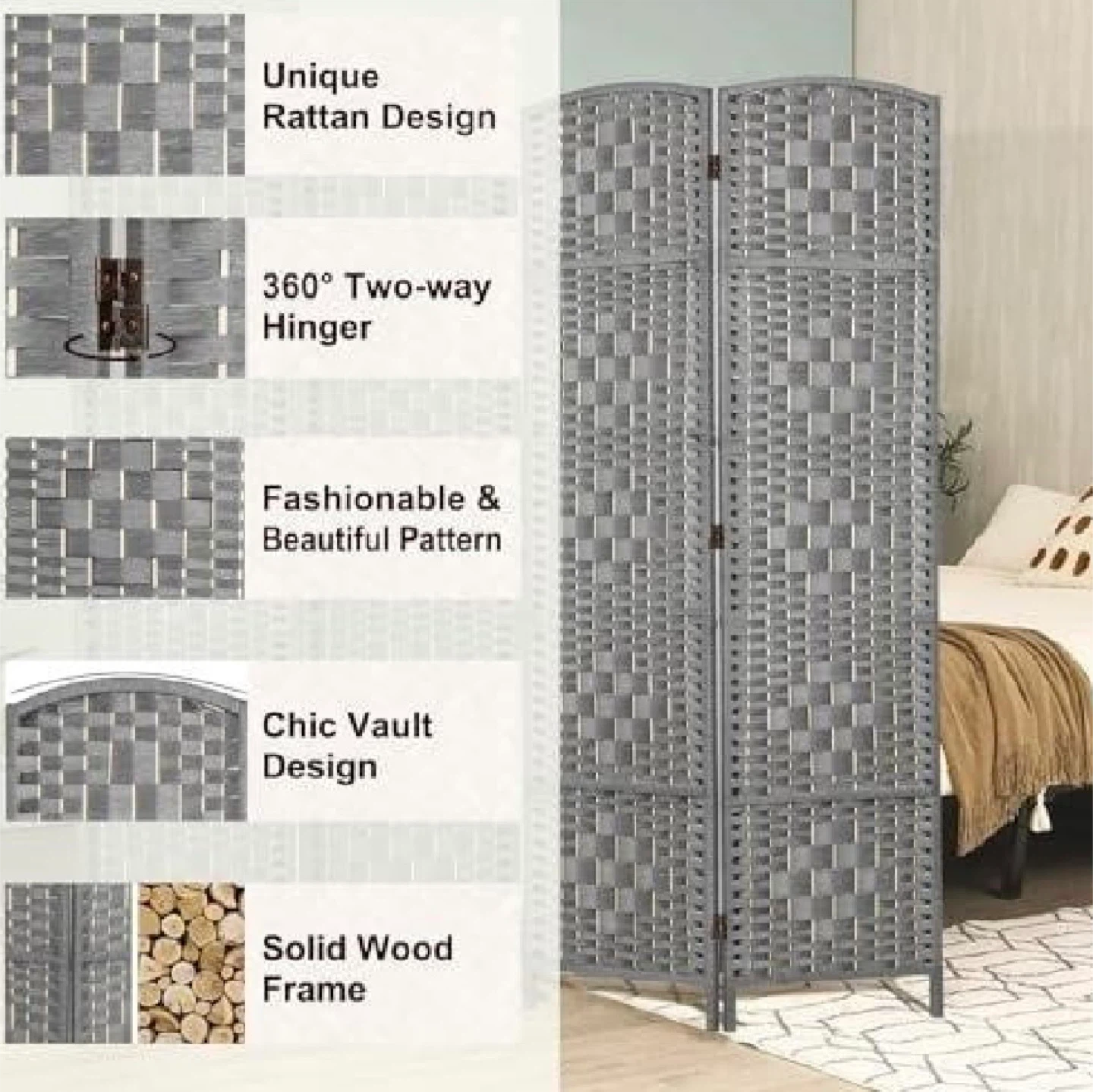 New in Box 6Ft Room Divider w/ 3 Panels - photo 4