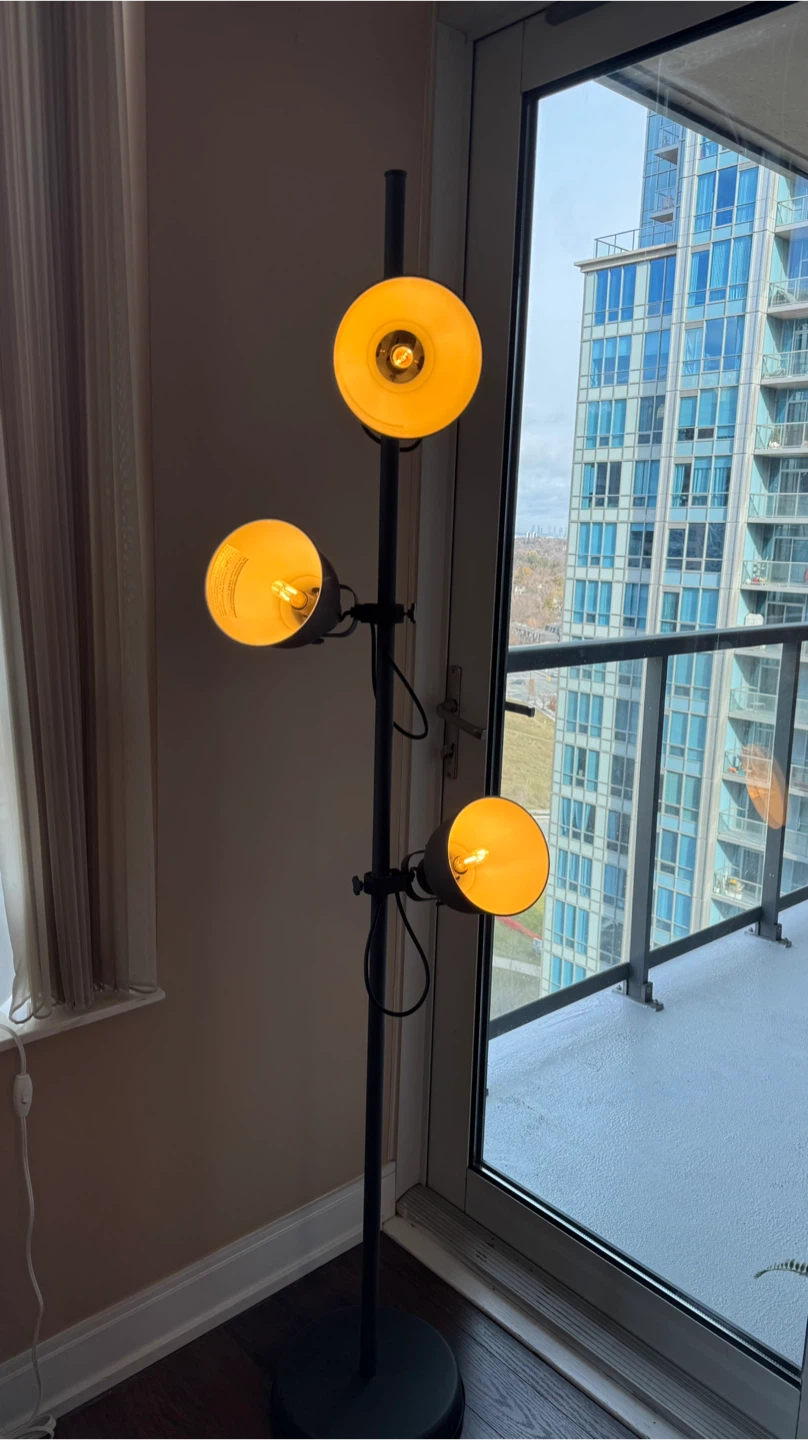 Black Floor Lamp with 3 Adjustable Lights - photo 2