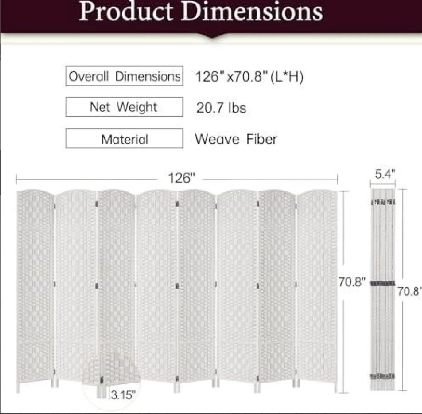 New in Box 6Ft Tall 8-Panels Room Divider image indicator(5)