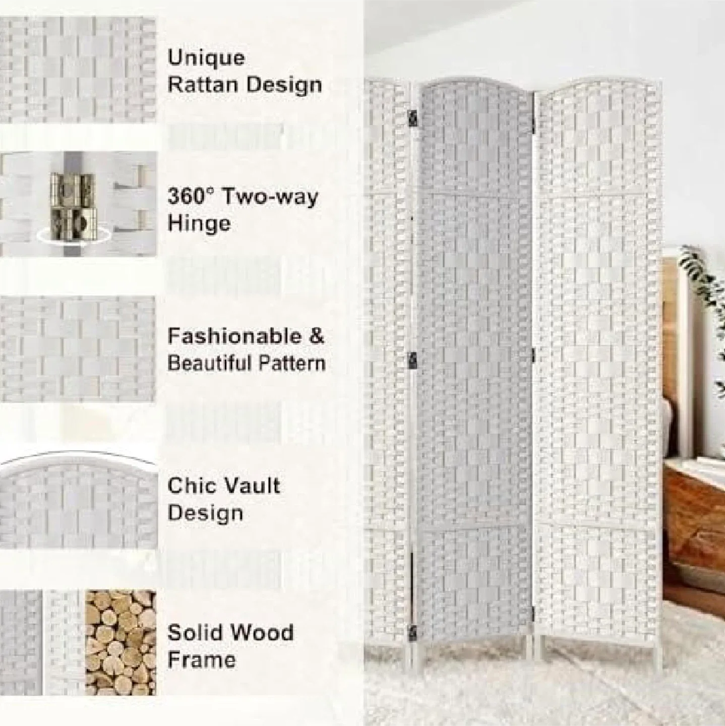 New in Box 6Ft Tall 8-Panels Room Divider image indicator(4)