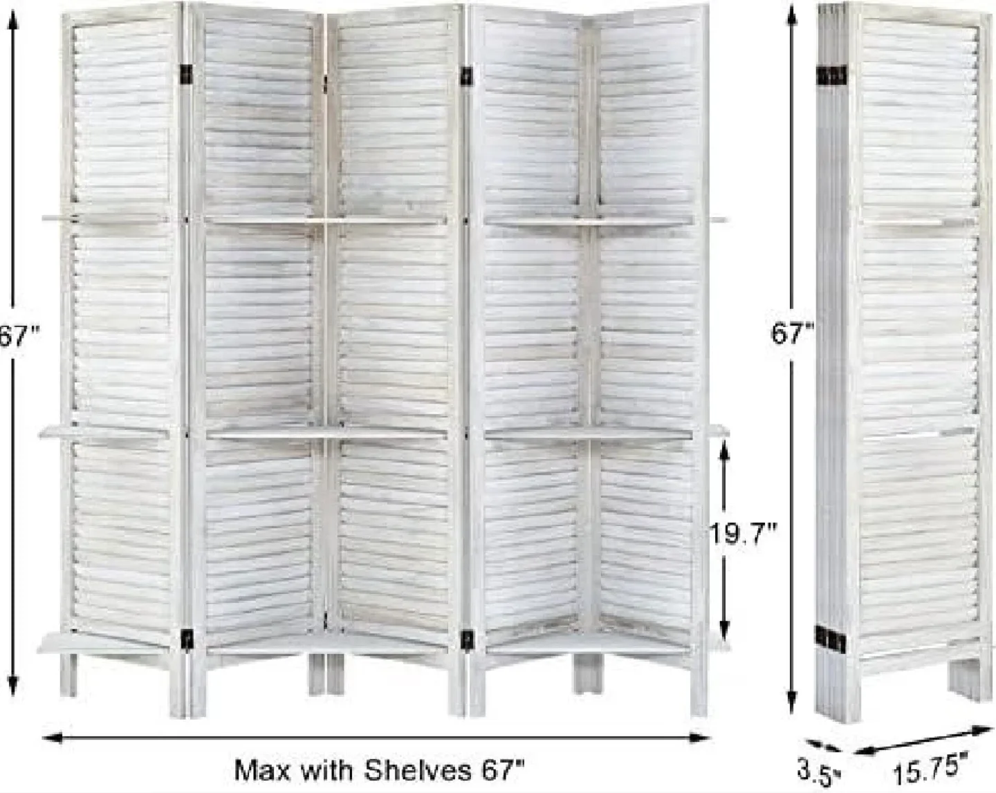 New in Box 5 Panels Room Divider w/ shelves image indicator(5)