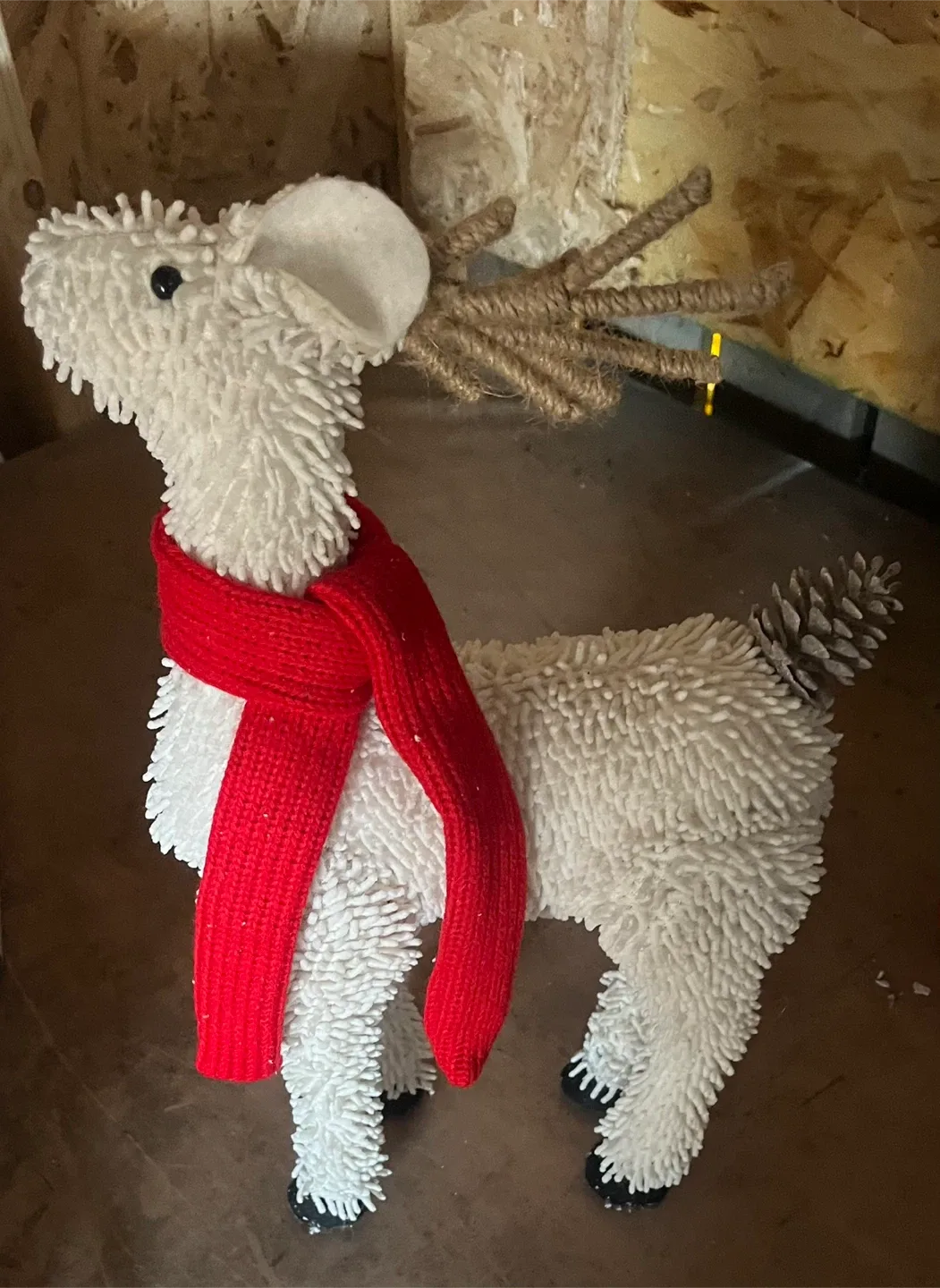 Decorative White Reindeer with Red Scarf