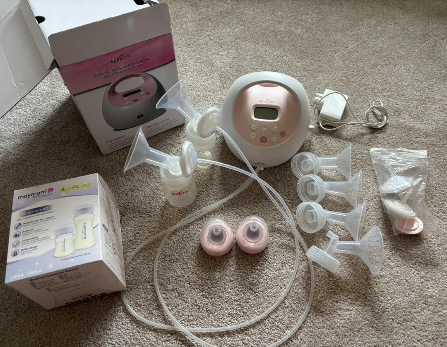 Spectra Breast Pump with Maymom Bottles