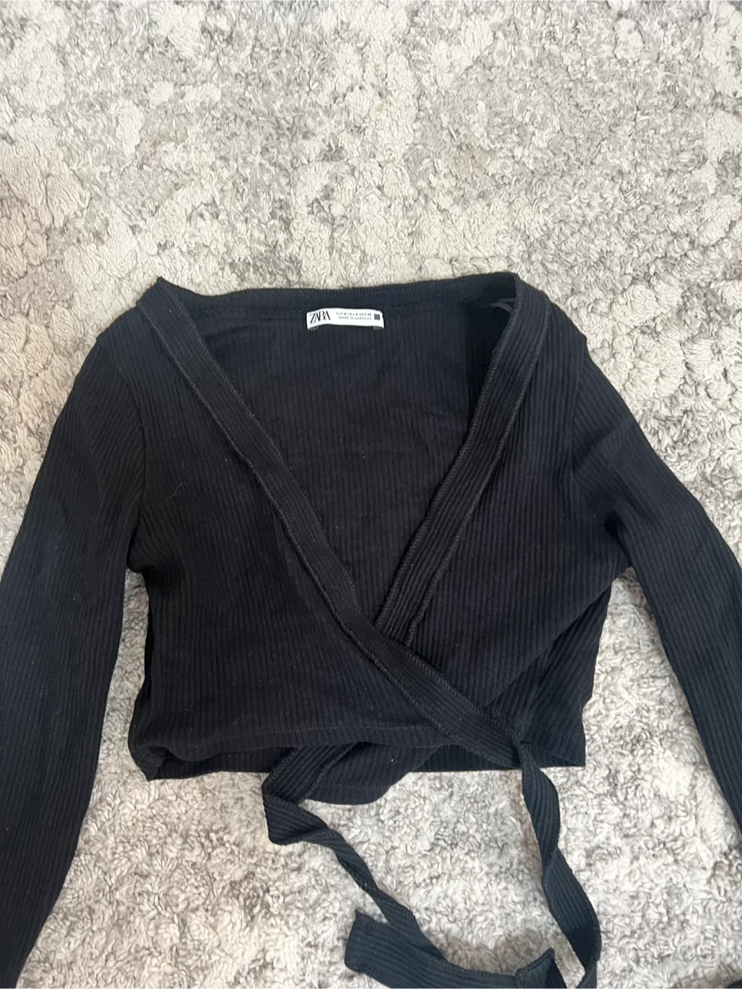 Zara Black Wrap Top small