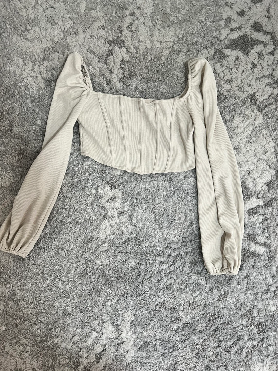 SHEIN Beige Long Sleeve Corset Crop Top - Size S