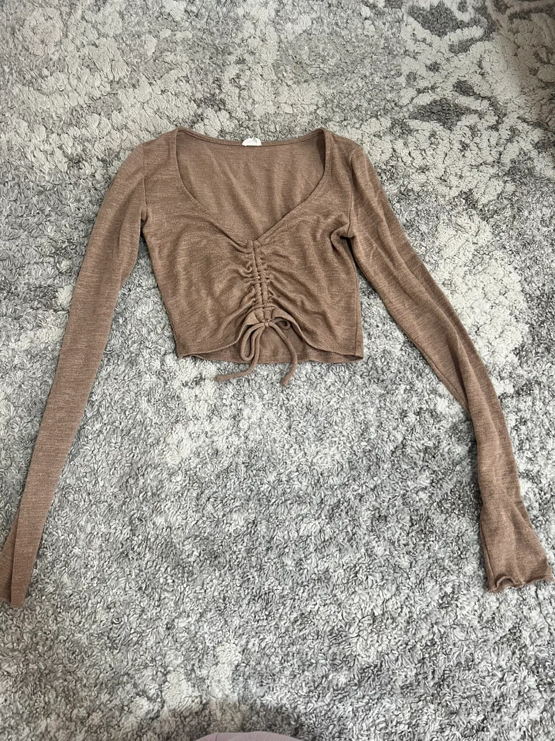 Brown Long Sleeve Top Cropped