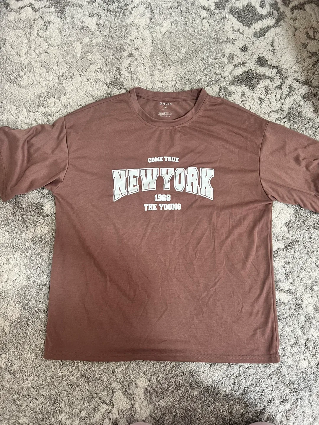 SHEIN Brown 'New York' Graphic Tee - Size M