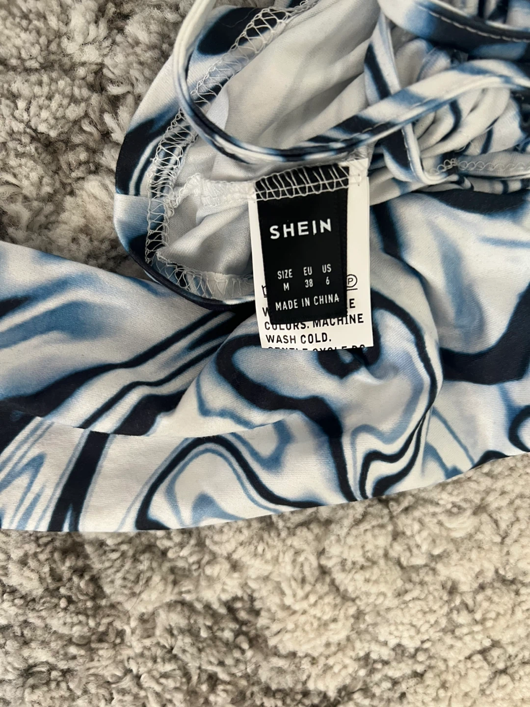 Shein Blue & White Swirl Crop Top - Size M - photo 2