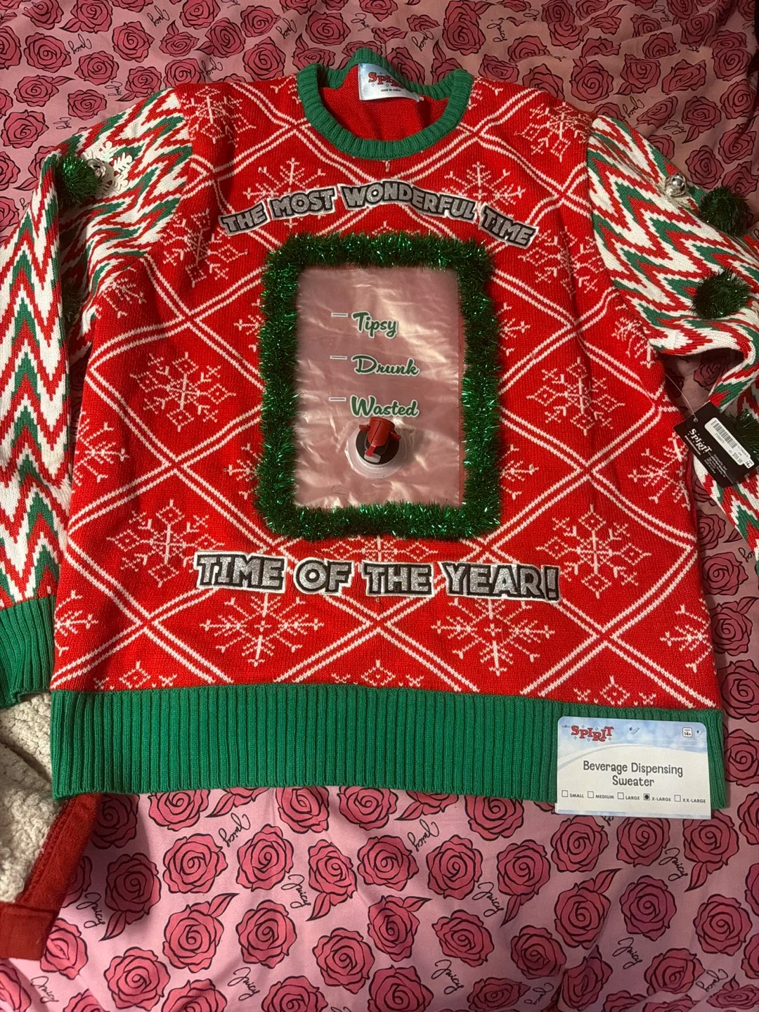 Christmas Spirit Beverage Dispensing Sweater - Size Large