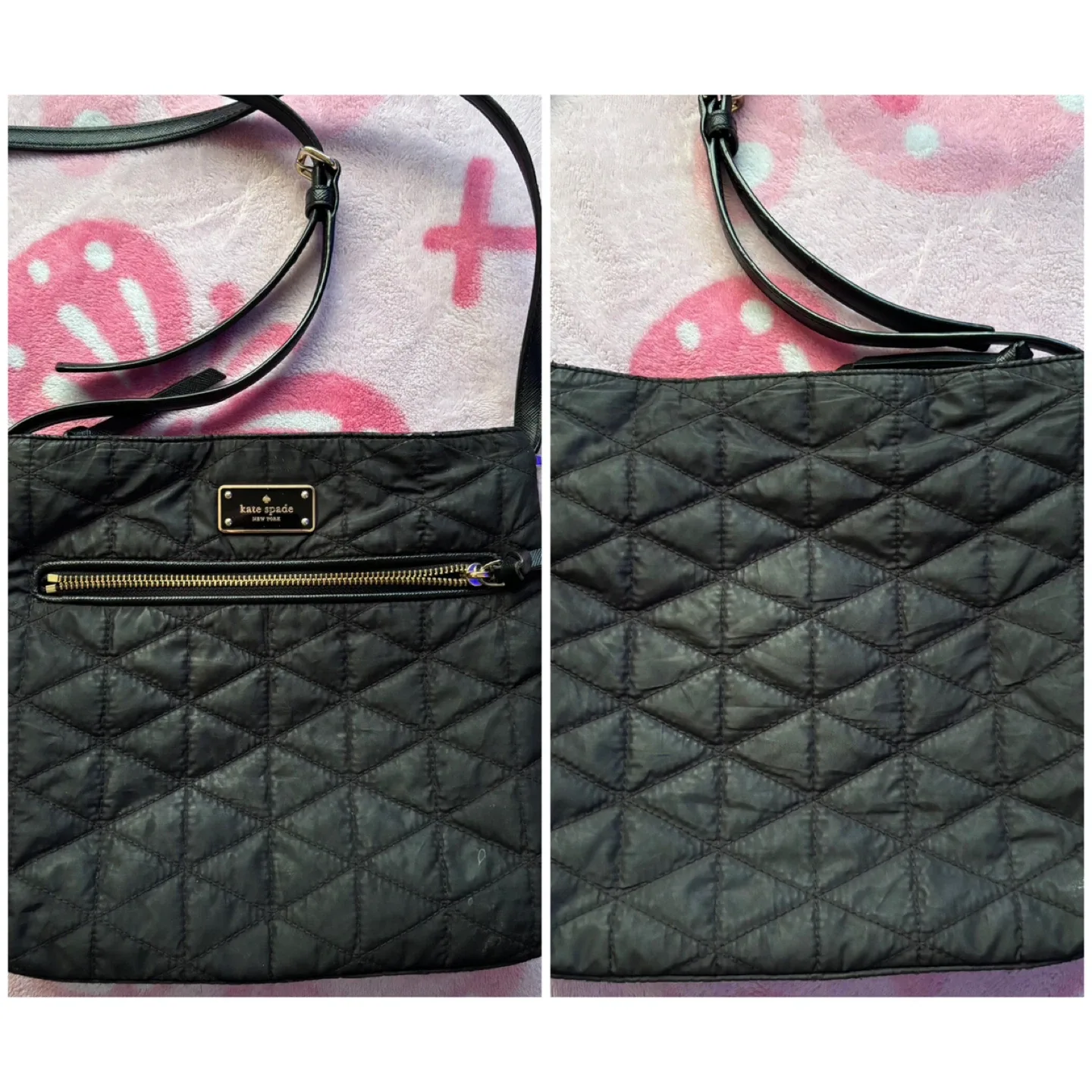 (Kate Spade) Black Quilted Crossbody Bag