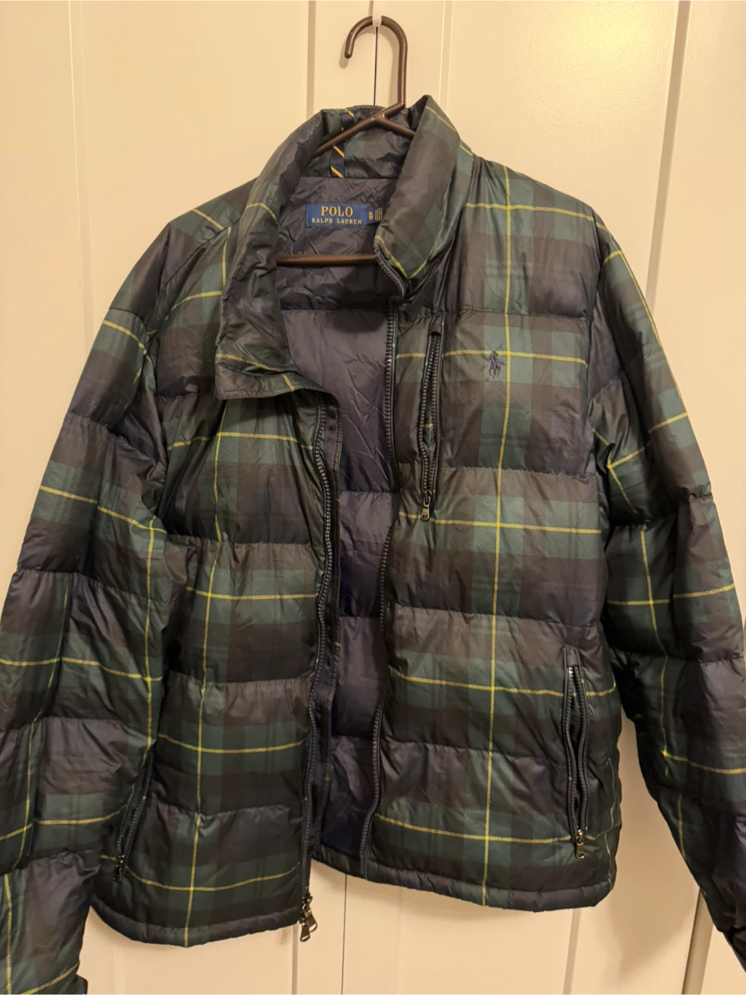 U- Polo Ralph Lauren Plaid Puffer Jacket - XL