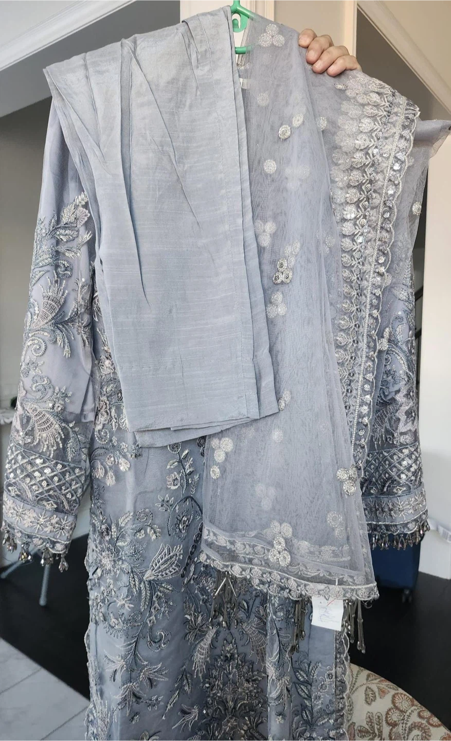 Baroque Embroidered Suit - Grey - photo 2