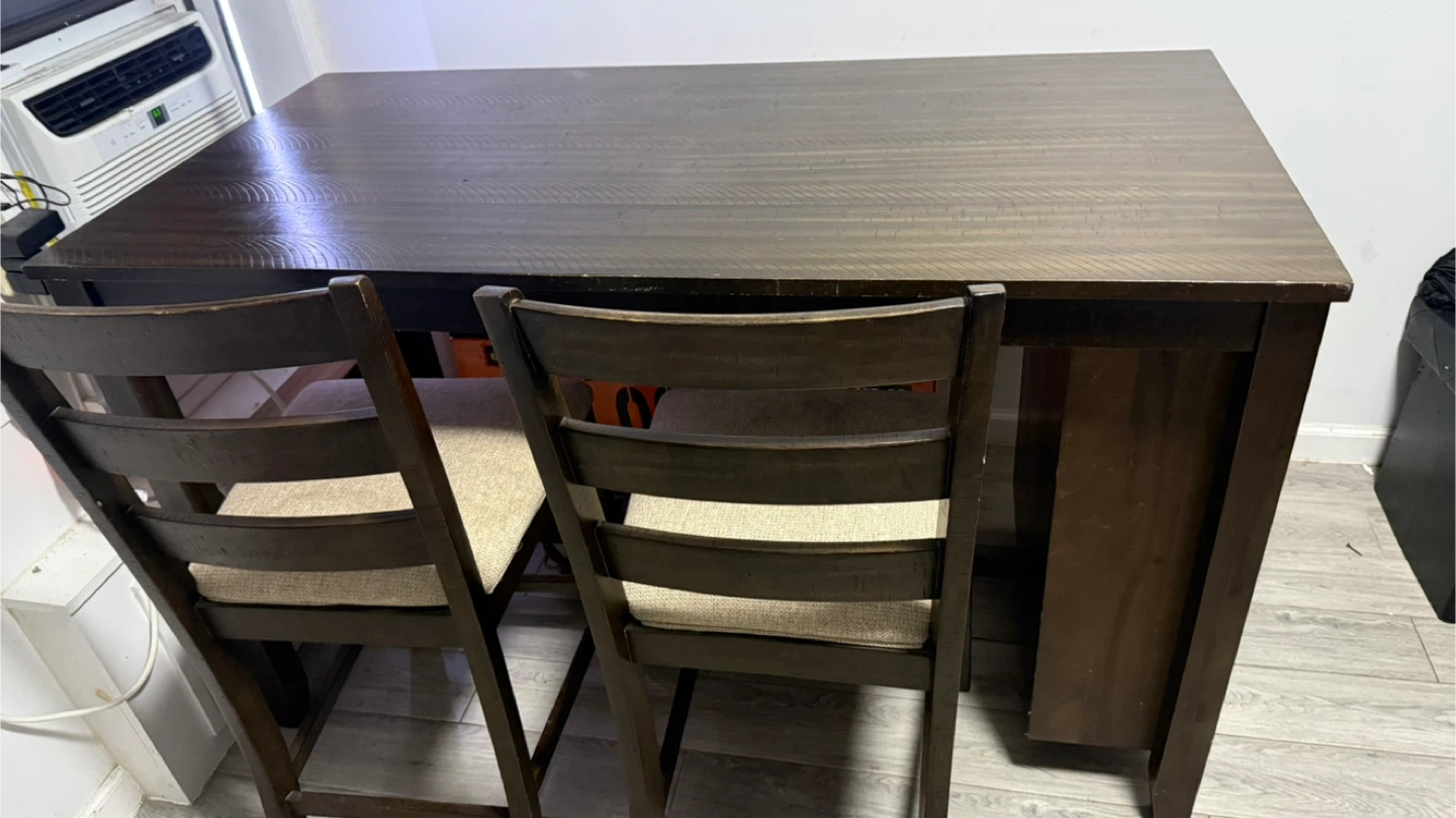 Dark Wood Dining Table with 4 Chairs - photo 3