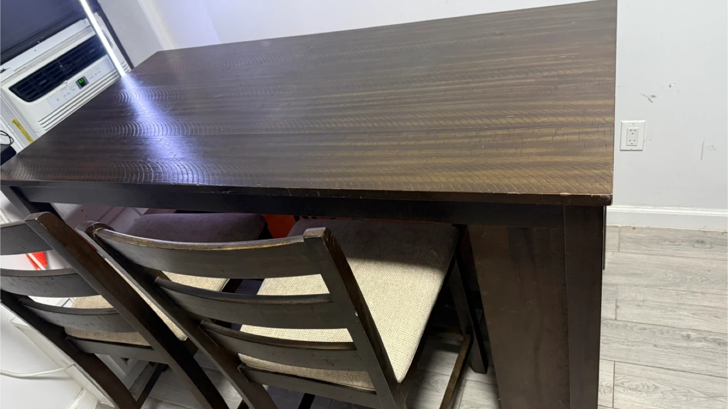 Dark Wood Dining Table with 4 Chairs