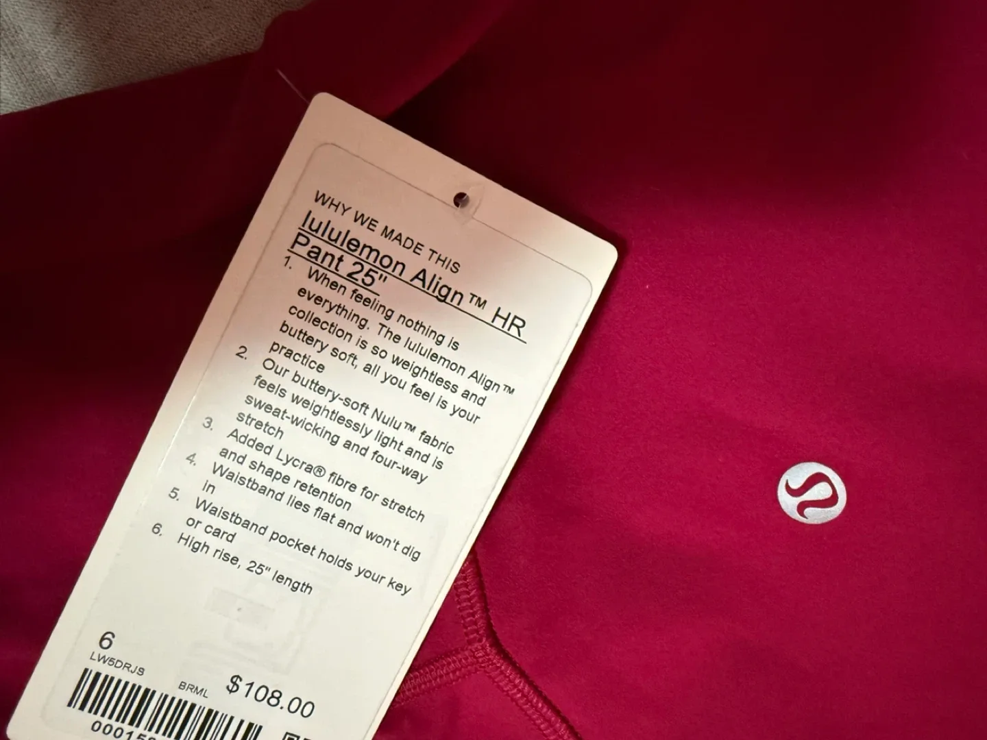 Lululemon Align HR Pant 25" Size 6 - Red image indicator(4)