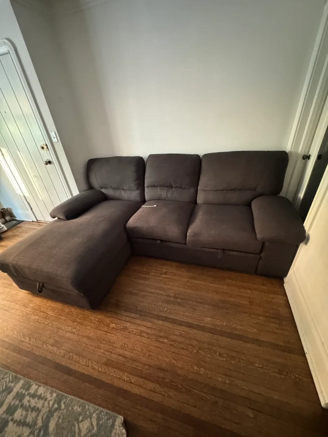 Brown Sectional Sofa with Pull-Out Bed