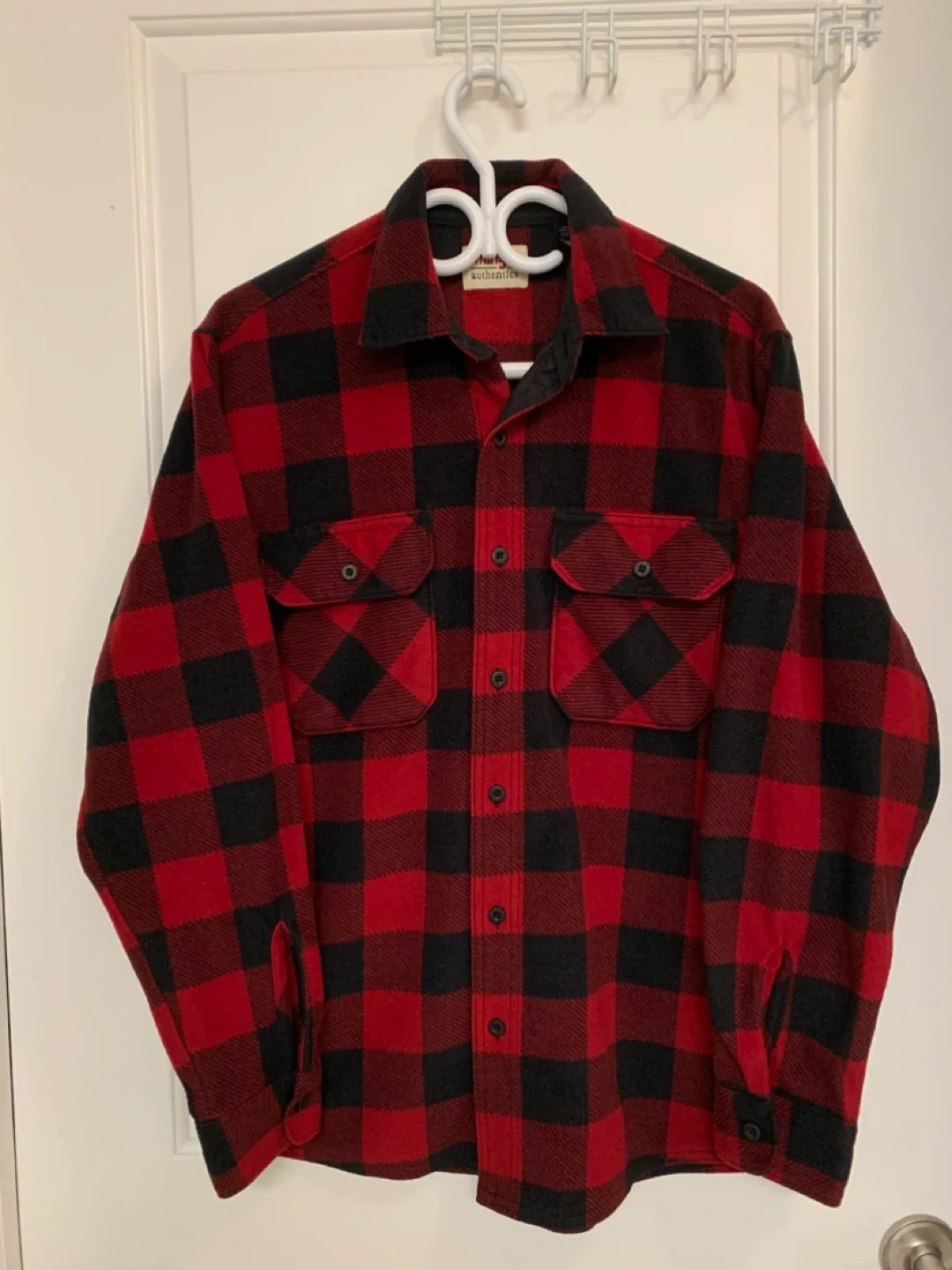 Wrangler Authentics Red/Black Plaid Flannel - M #Cleanout