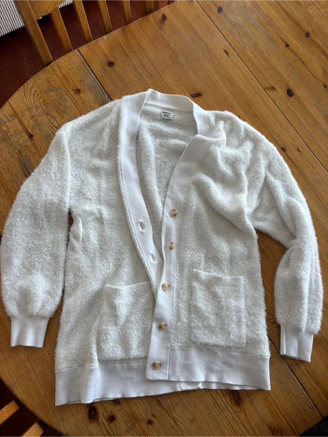Aritzia Sunday Best White fluffy Cardigan - Size S