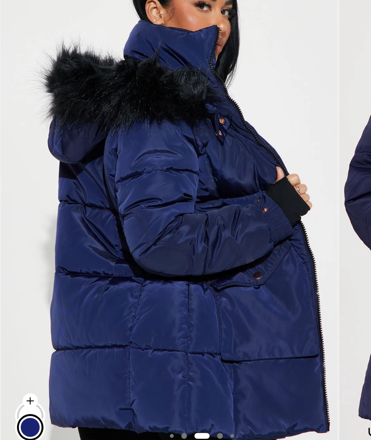Fashion Nova Puffer Jacket - Navy Blue - photo 3