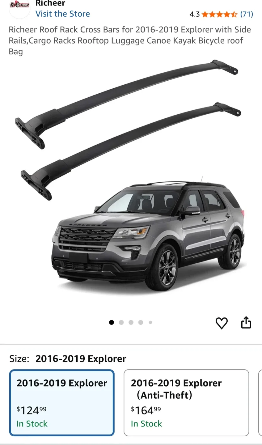 Roof Rack CrossBars Ford Explorer image indicator(2)