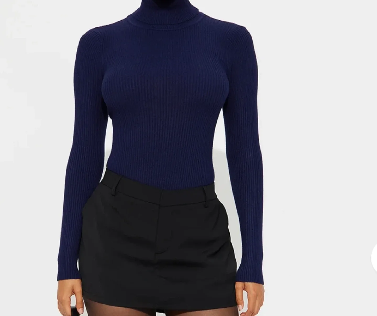 Fashion Nova Navy Ribbed Turtleneck