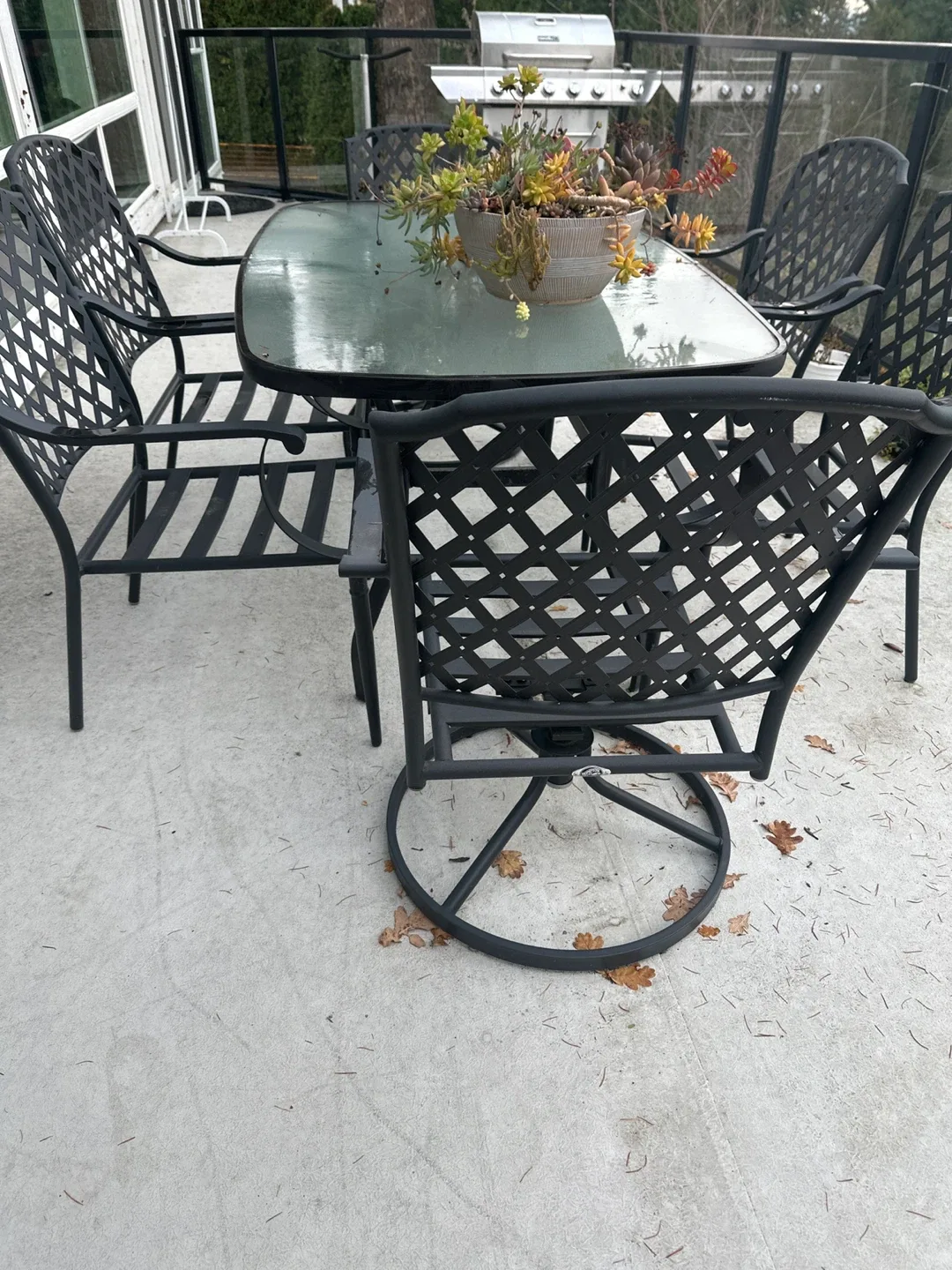 Patio Table and Chairs Set - Black