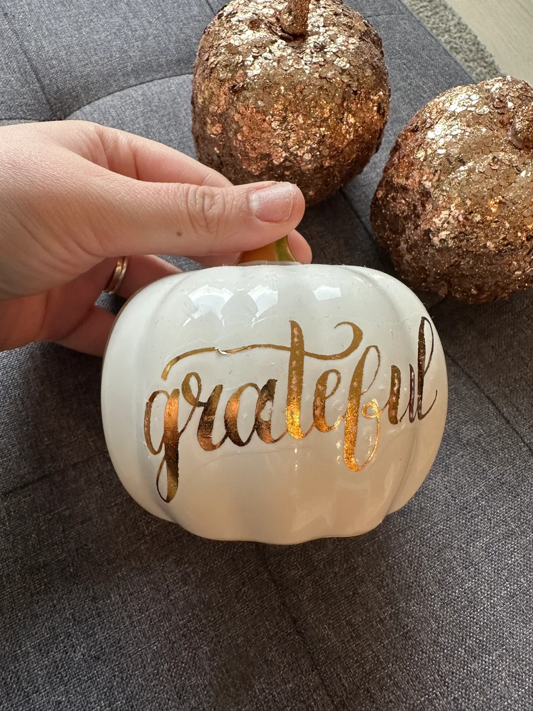 Decorative Pumpkins - White & Gold image indicator(2)