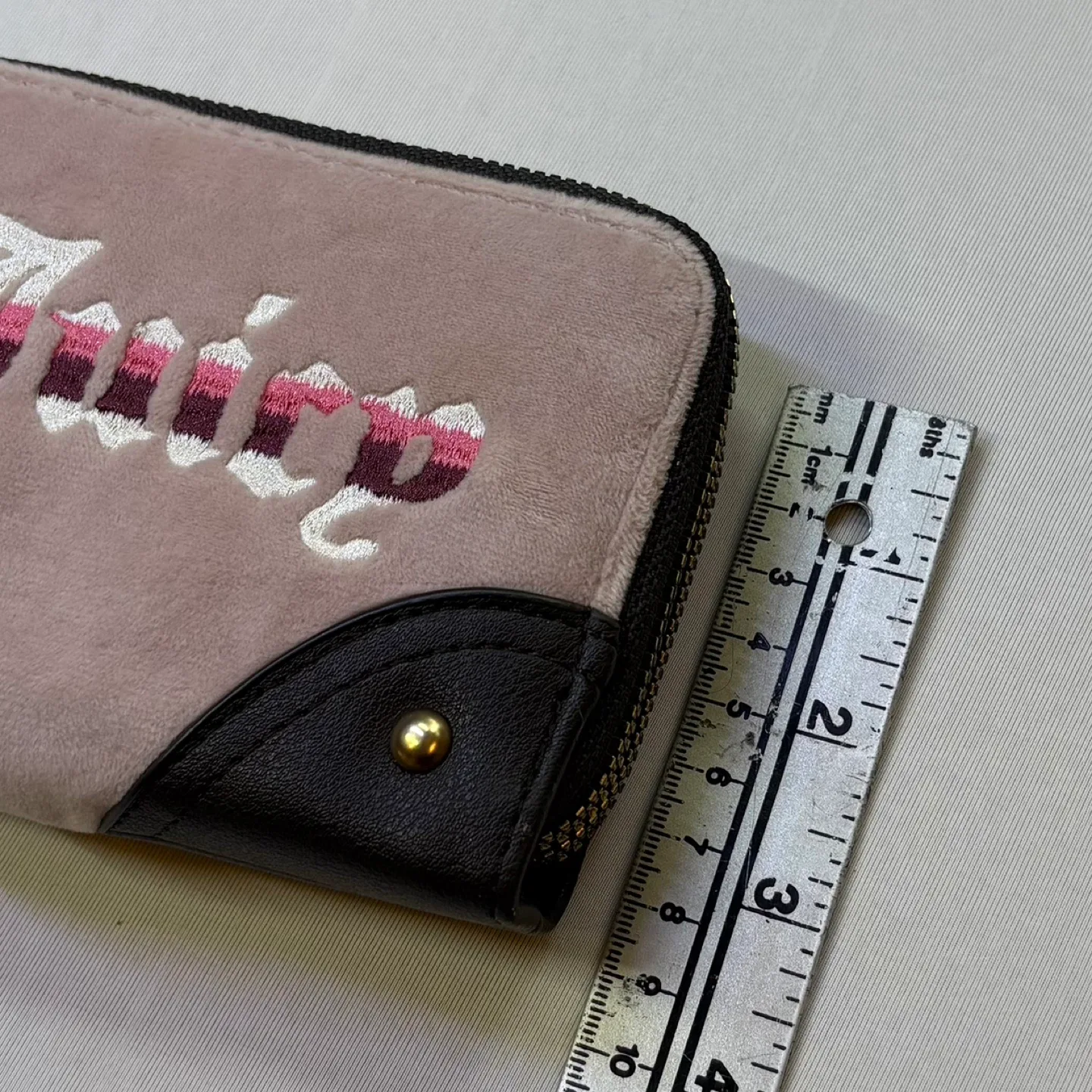 Y2K Juicy Couture Velour Double Zippered Wallet Coin Card Pouch image indicator(3)