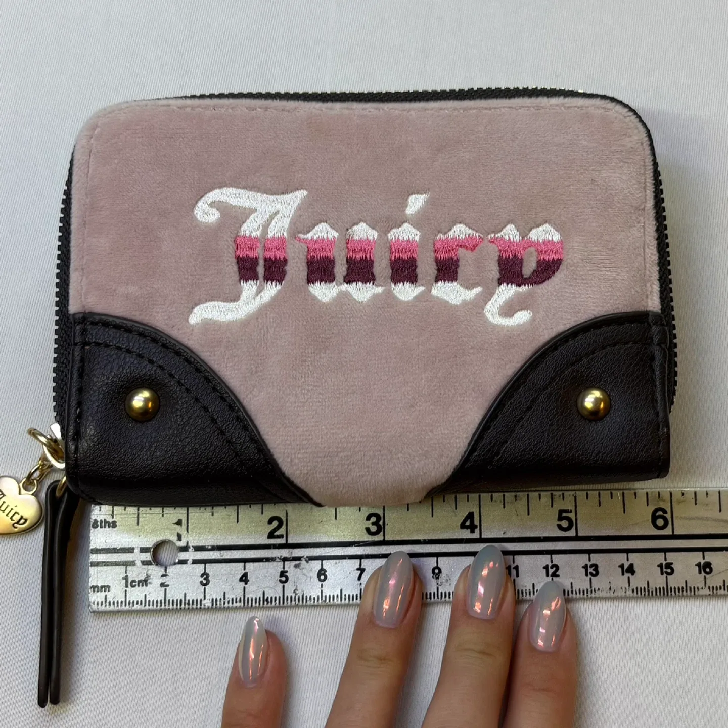 Y2K Juicy Couture Velour Double Zippered Wallet Coin Card Pouch image indicator(2)