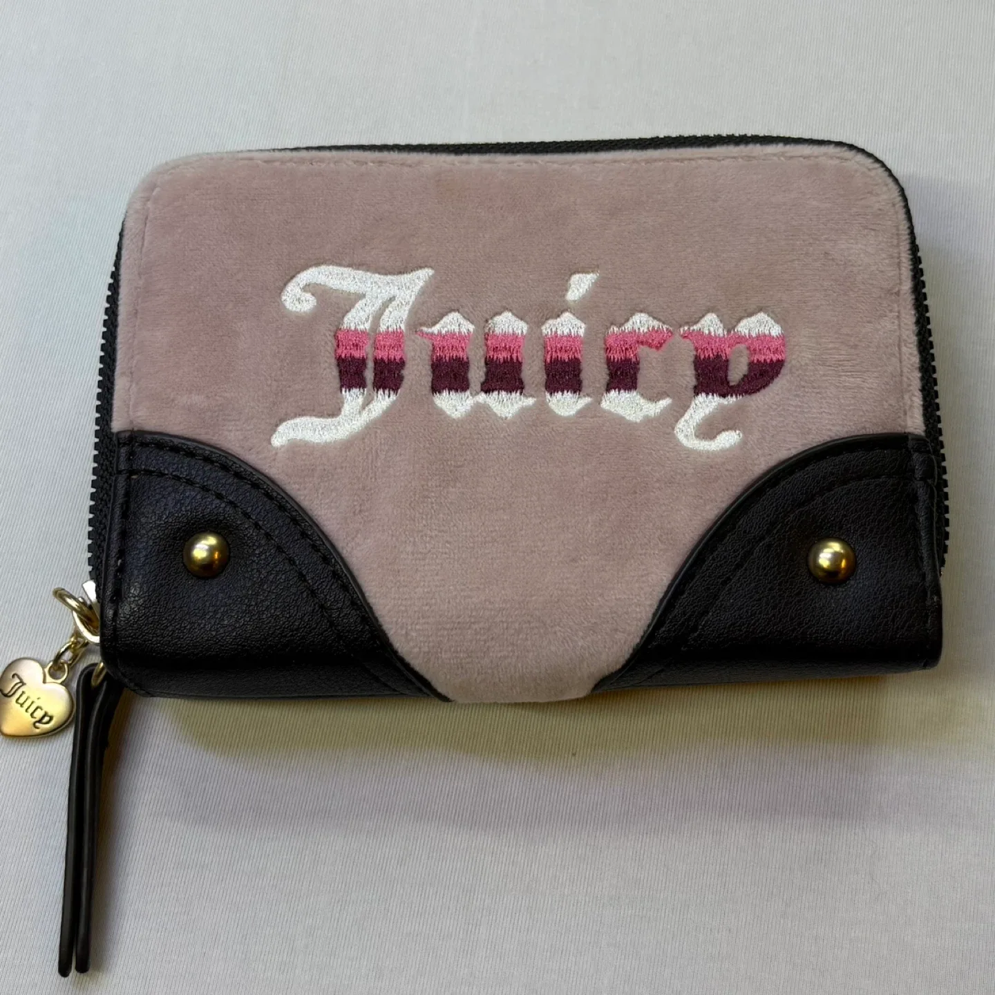 Y2K Juicy Couture Velour Double Zippered Wallet Coin Card Pouch