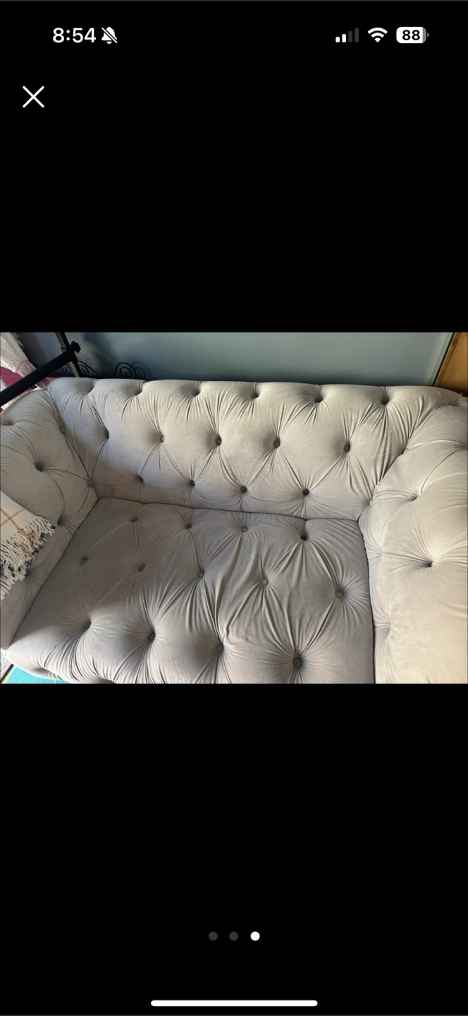 Grey Tufted Loveseat
