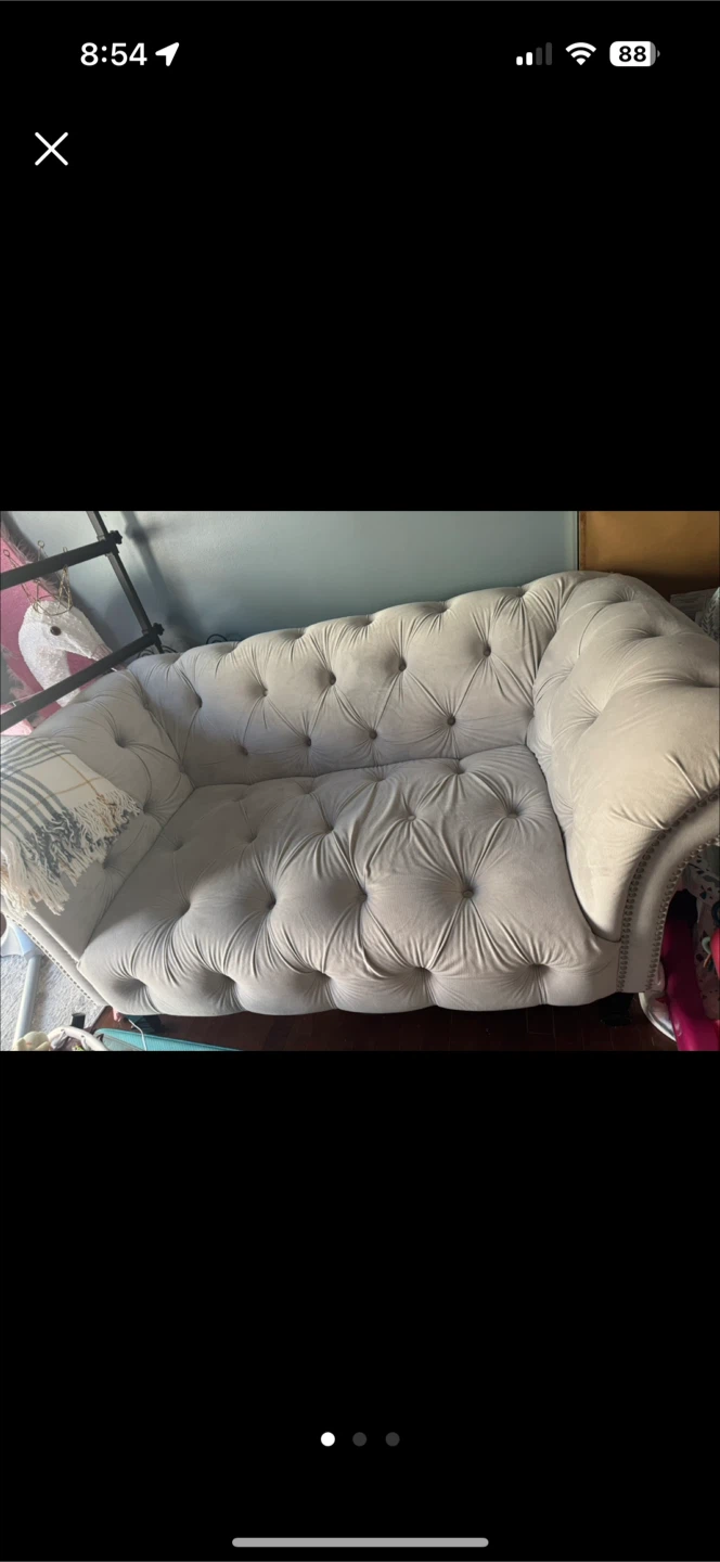 Grey Tufted Loveseat - photo 3