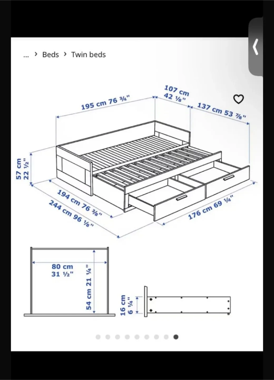 IKEA Brimnes Daybed with 2 Drawers - White image indicator(3)