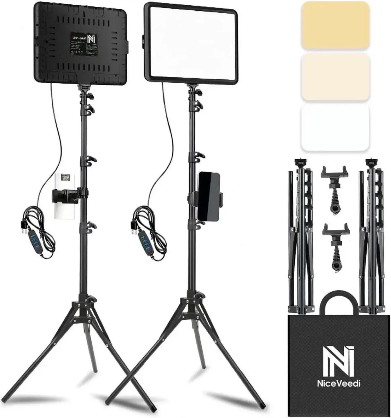 NiceVeedi Video Light Kit, Adjustable Brightness