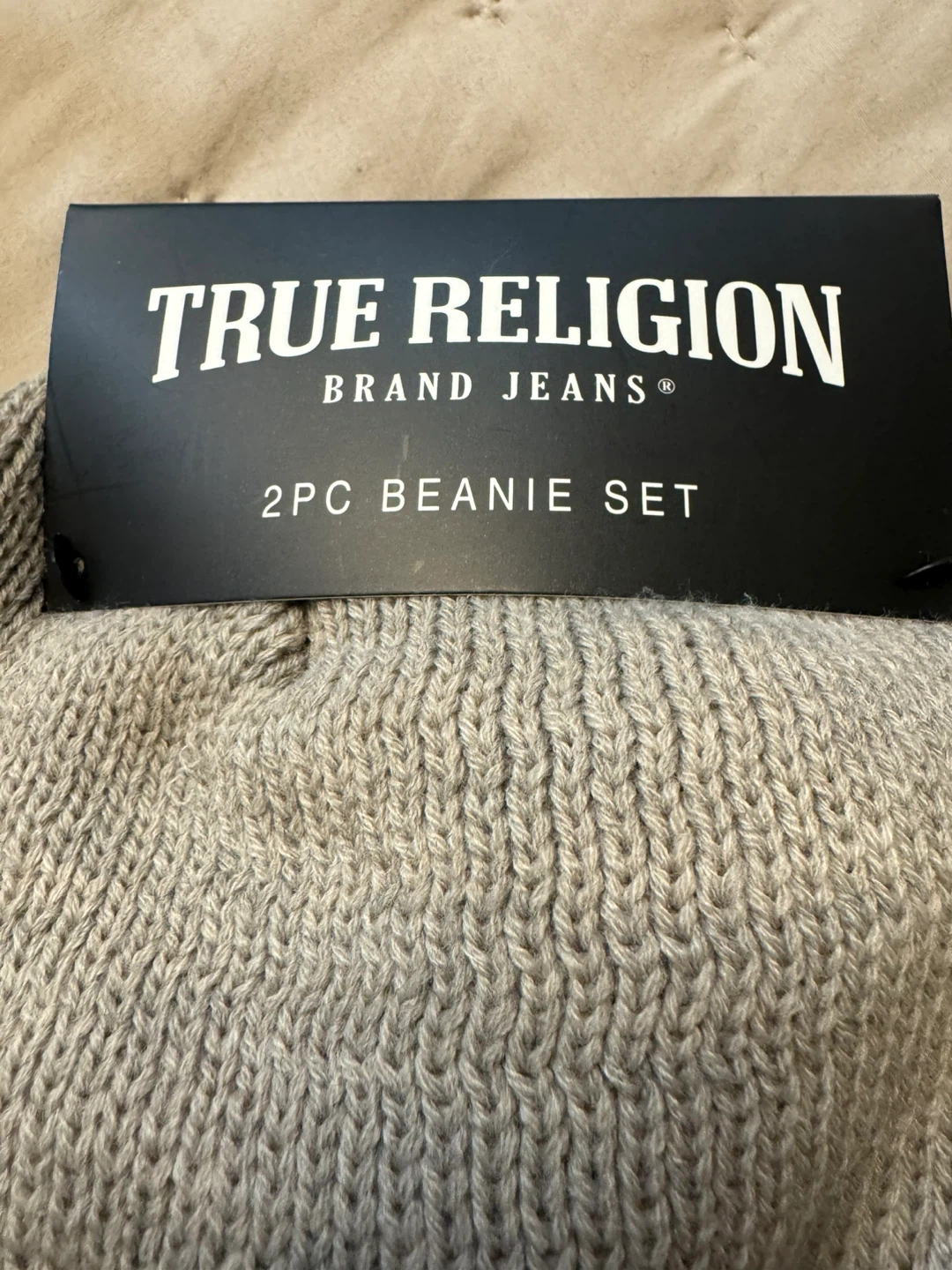 New True Religion 2PC Beanie Set - Natural - photo 3