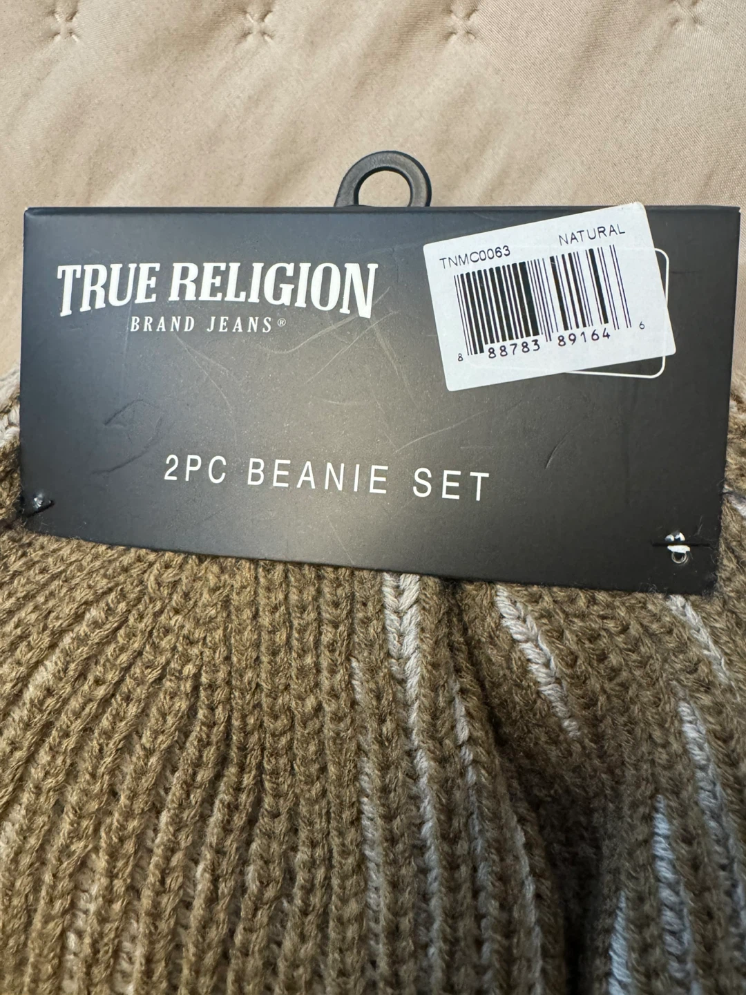 New True Religion 2PC Beanie Set - Natural - photo 4