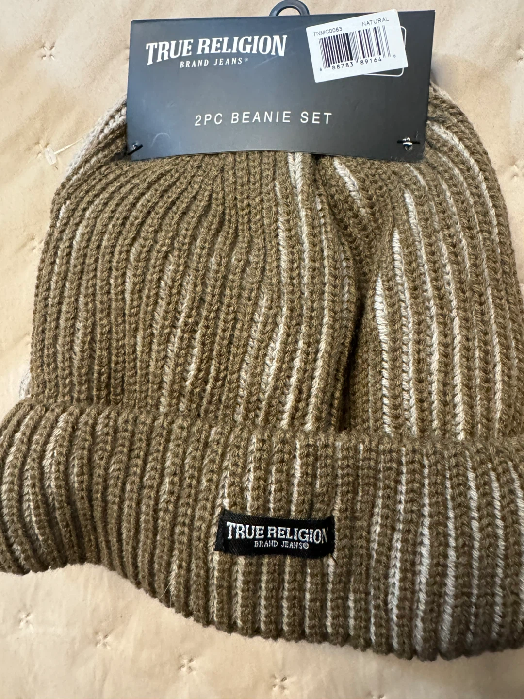 New True Religion 2PC Beanie Set - Natural - photo 5