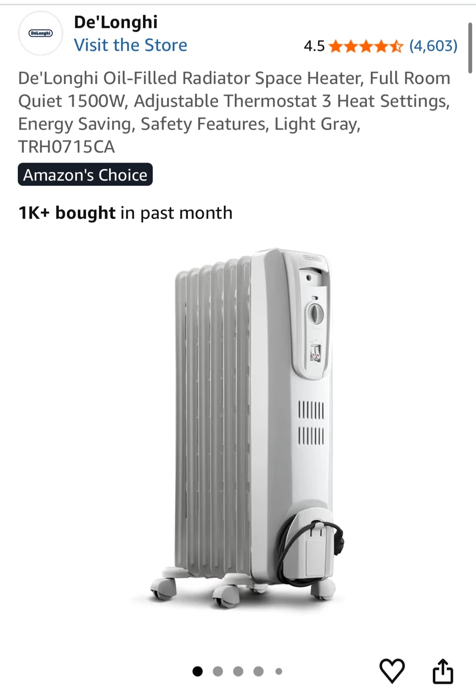 De'Longhi Oil-Filled Radiator Space Heater - photo 4