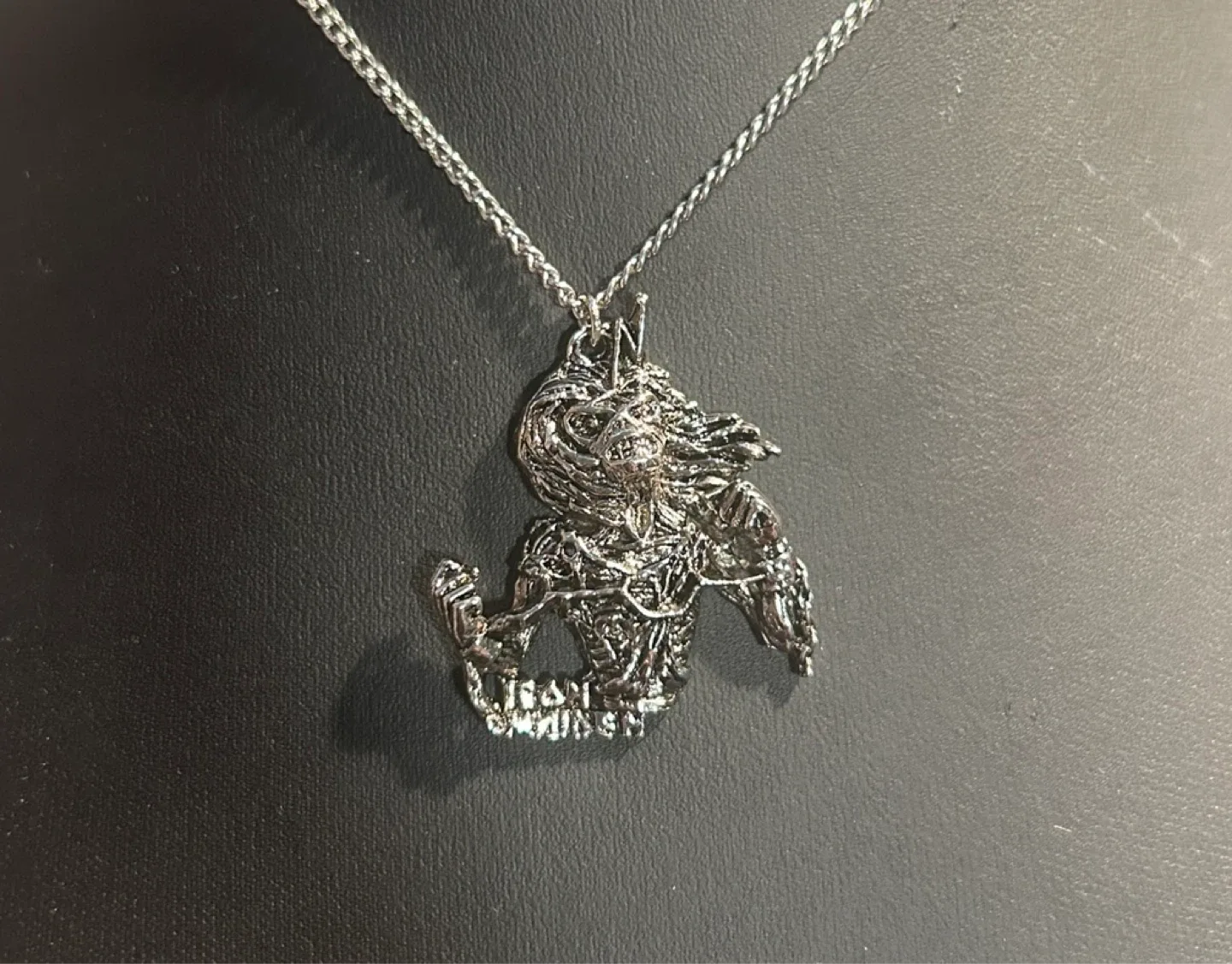 Vintage 1980’s Rare Iron Maiden Eddie Silver Necklace