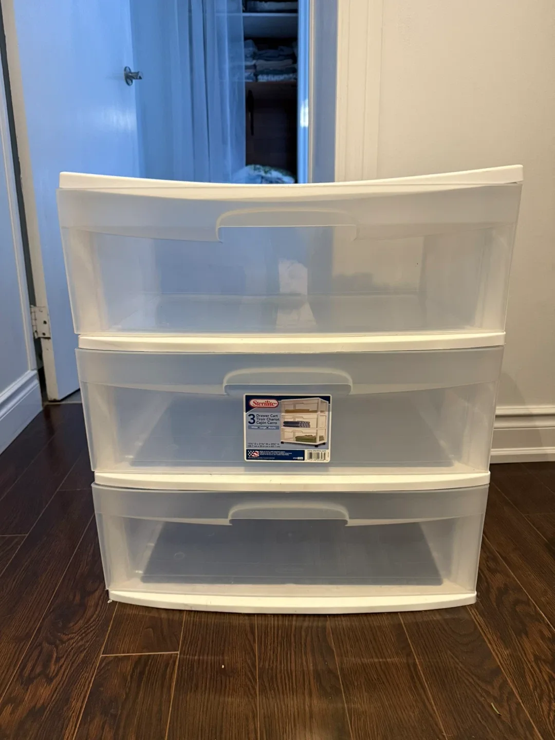 Sterilite 3 Drawer Wide Cart - White