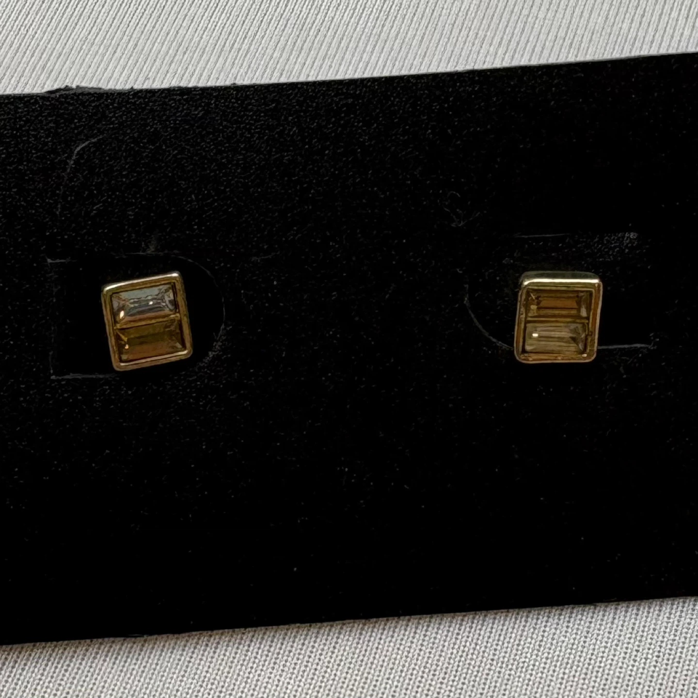 Gold Baguette Cut Stud Earrings Minimalist Modern Jewelry - photo 2