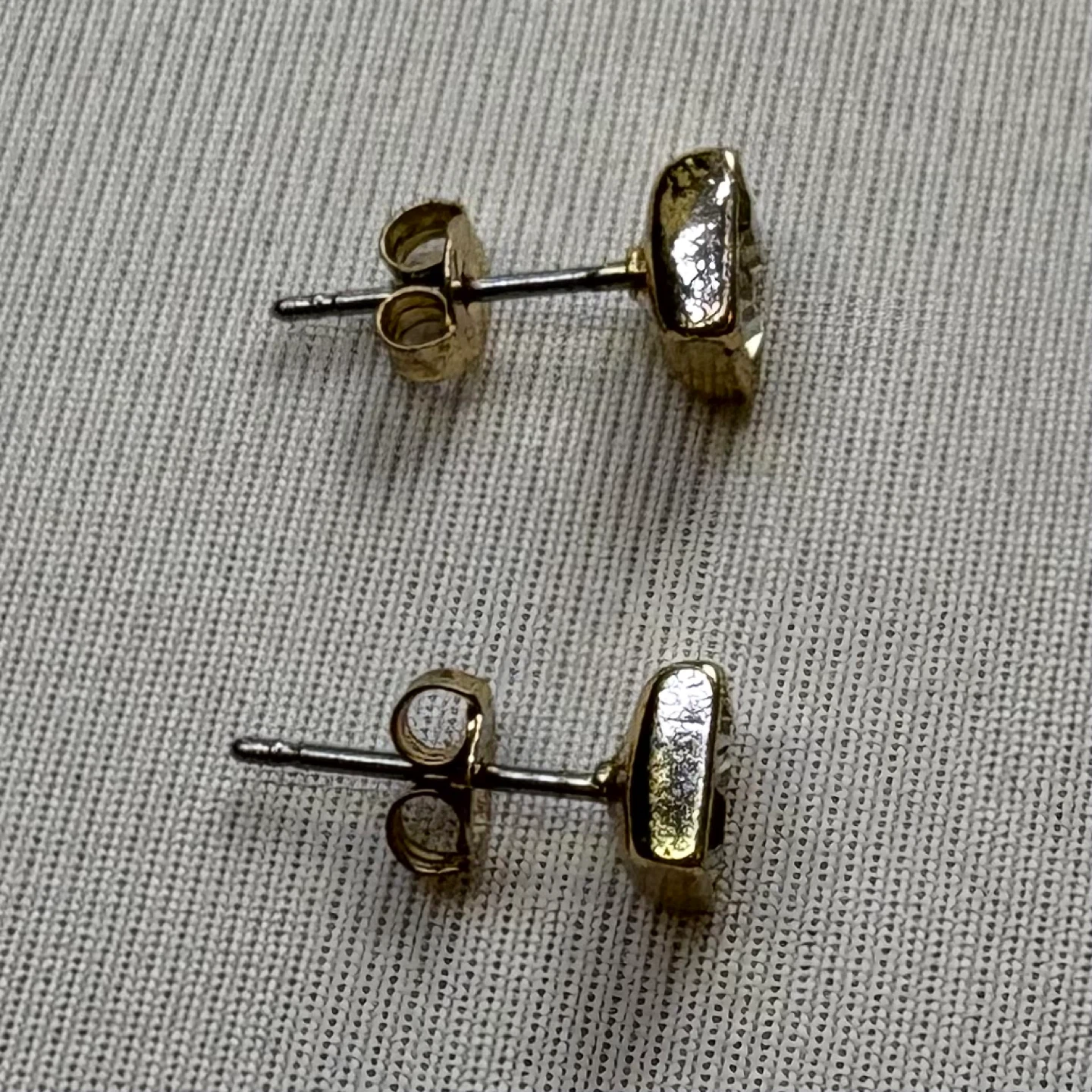 Gold Baguette Cut Stud Earrings Minimalist Modern Jewelry - photo 4