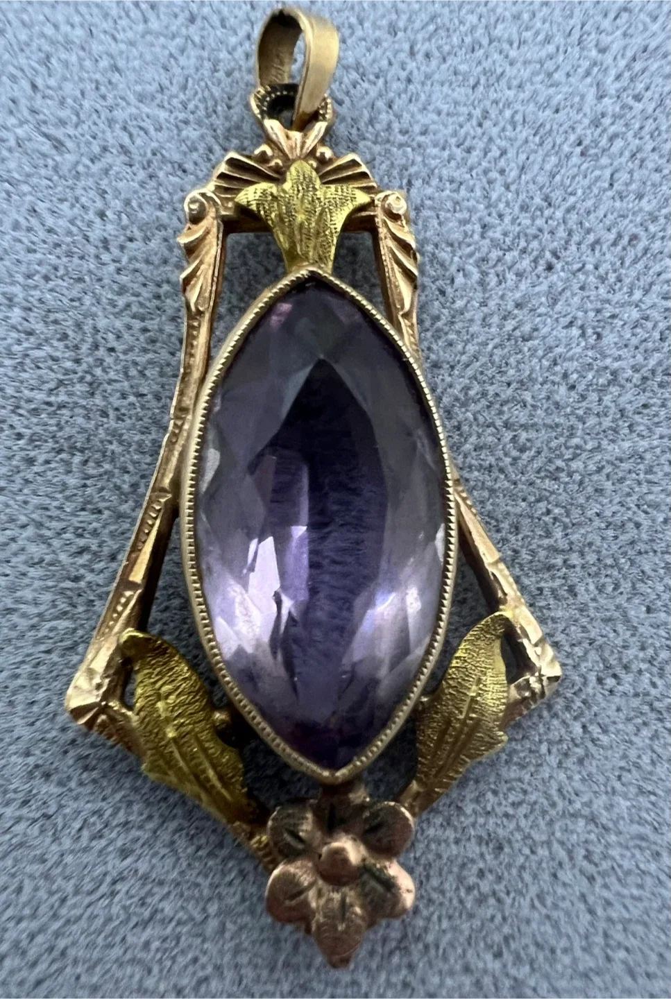 Vintage 10K Gold Amethyst Pendant