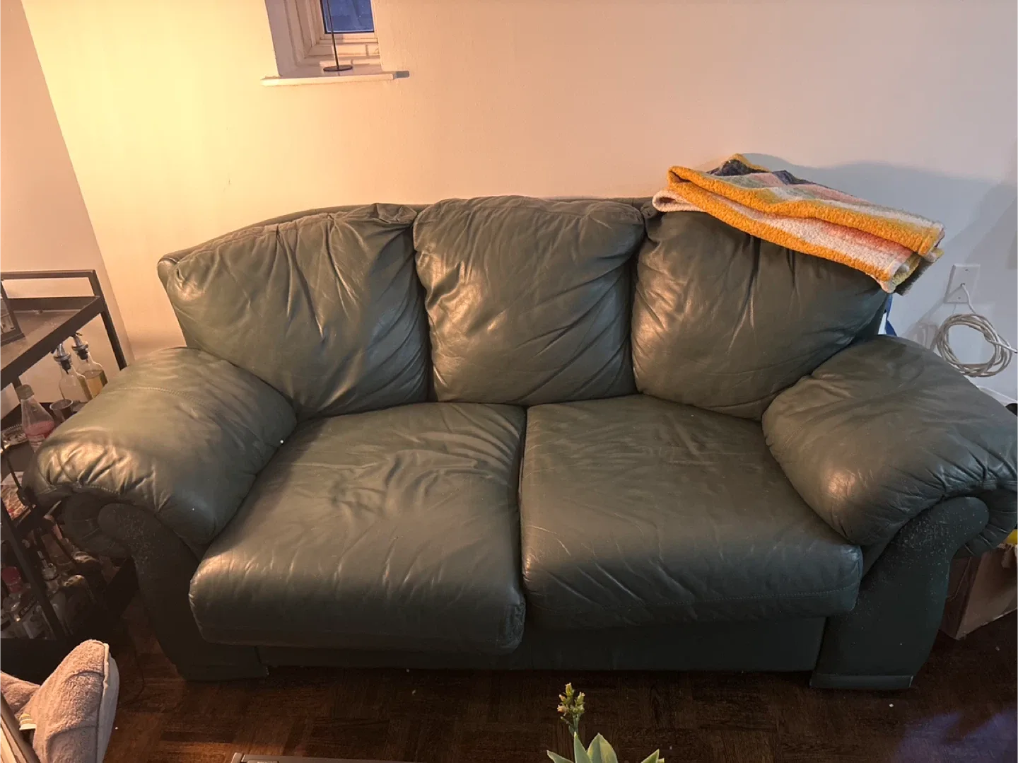 Green Leather Loveseat