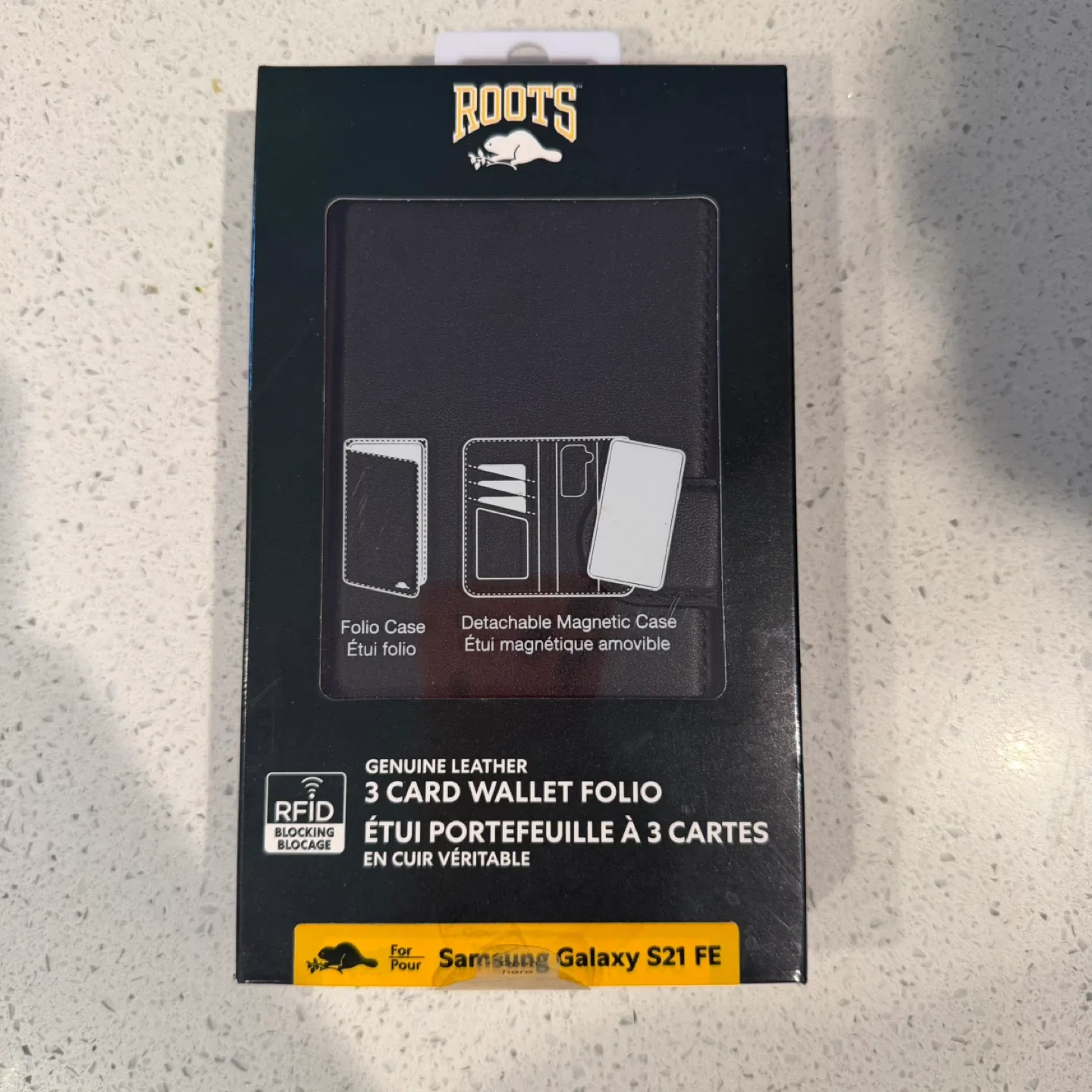 Roots Genuine Leather 3 Card Wallet S21 FE