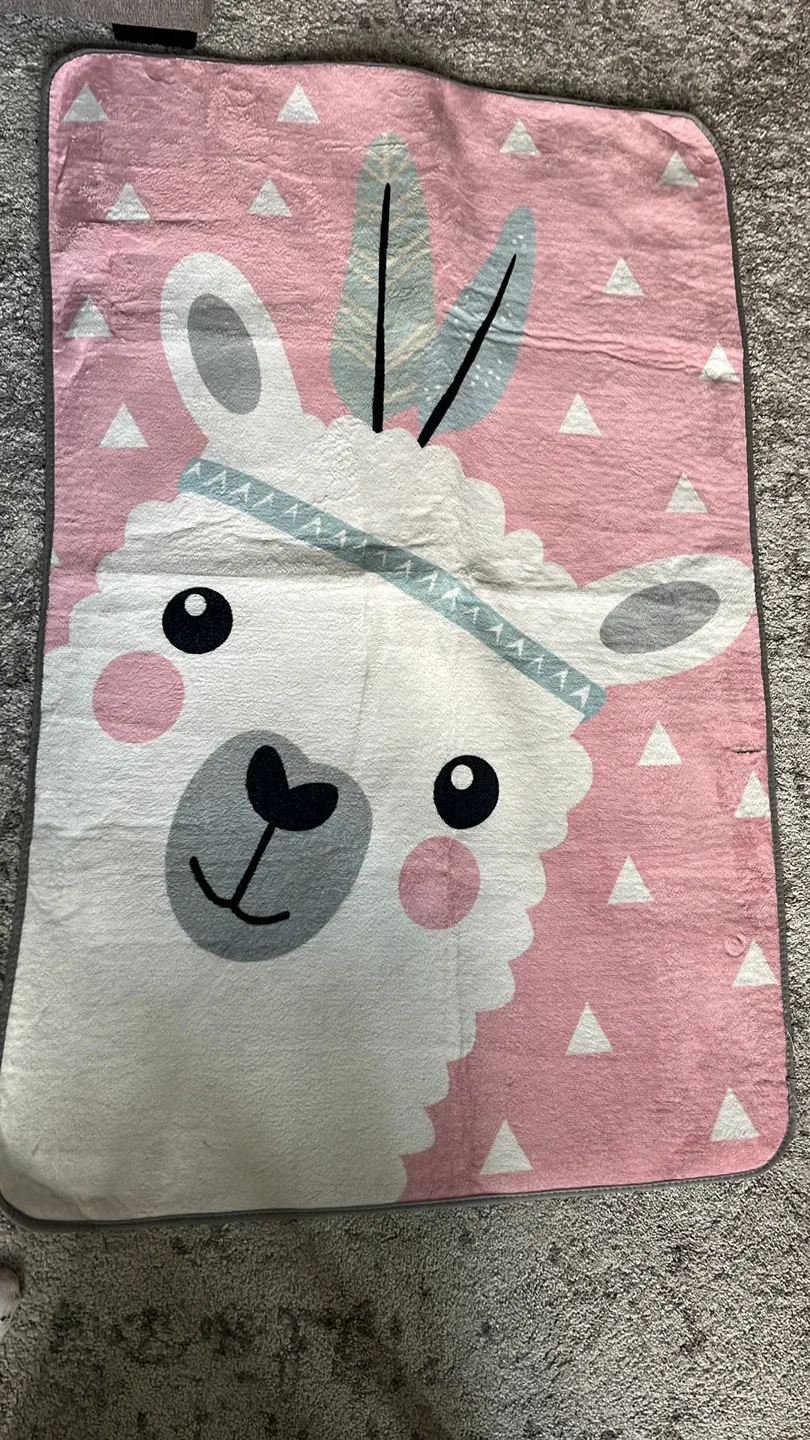 Llama Baby Blanket - Pink & White
