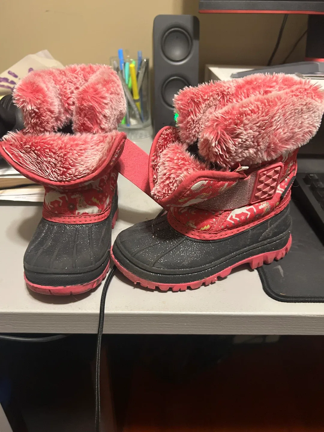 Pink & Black Toddler Winter Boots