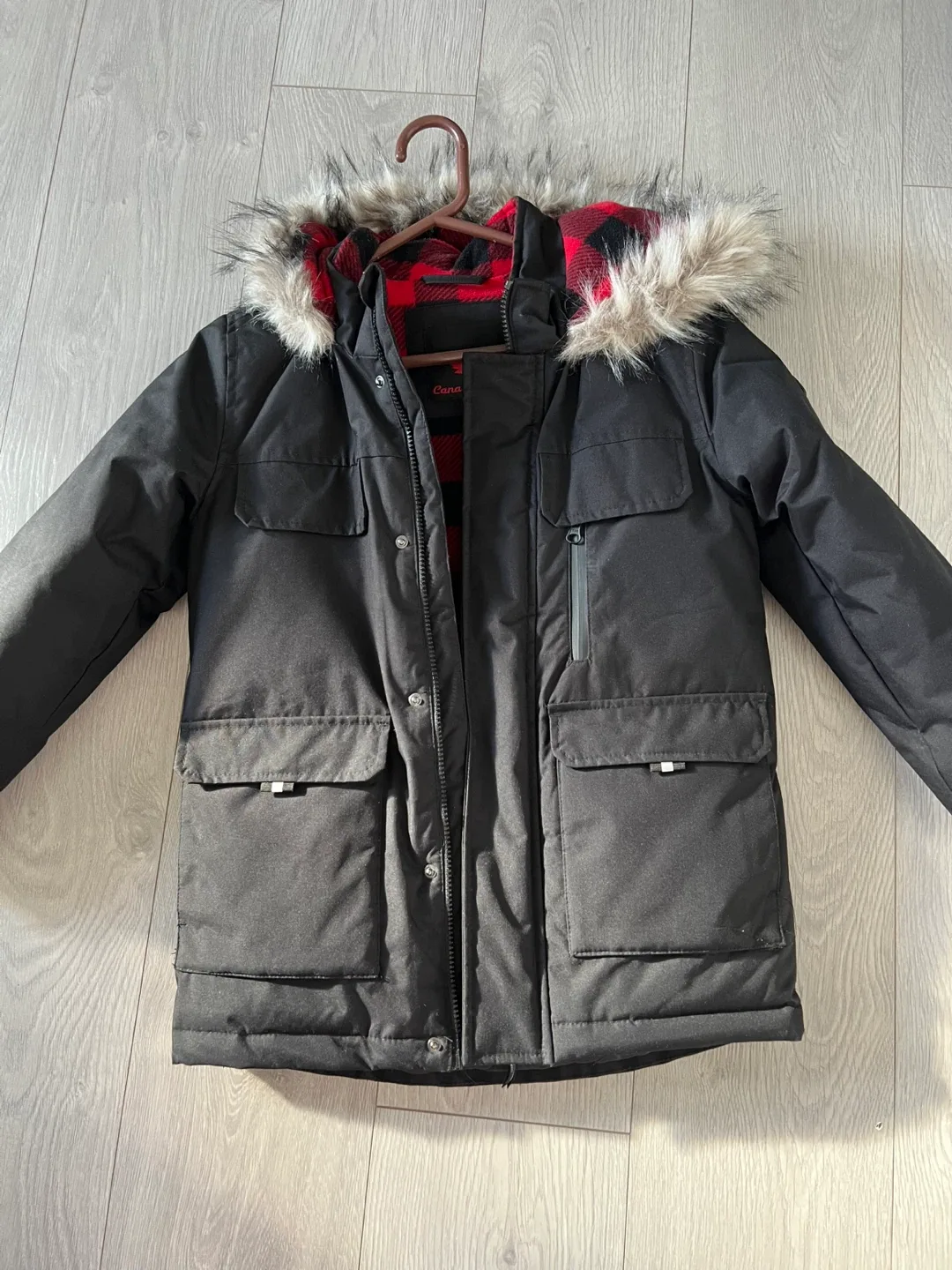 Canadiana Black Winter Parka Size M (7-8)
