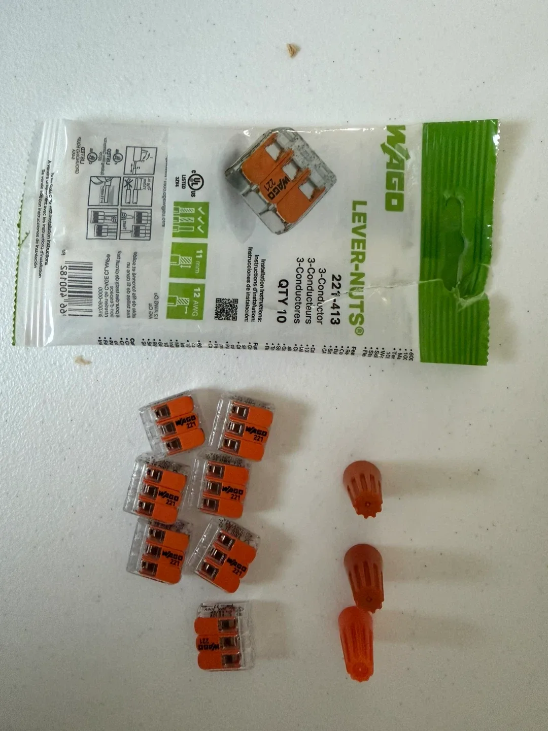 WAGO 221-413 Lever-Nuts 3-Conductor Connectors