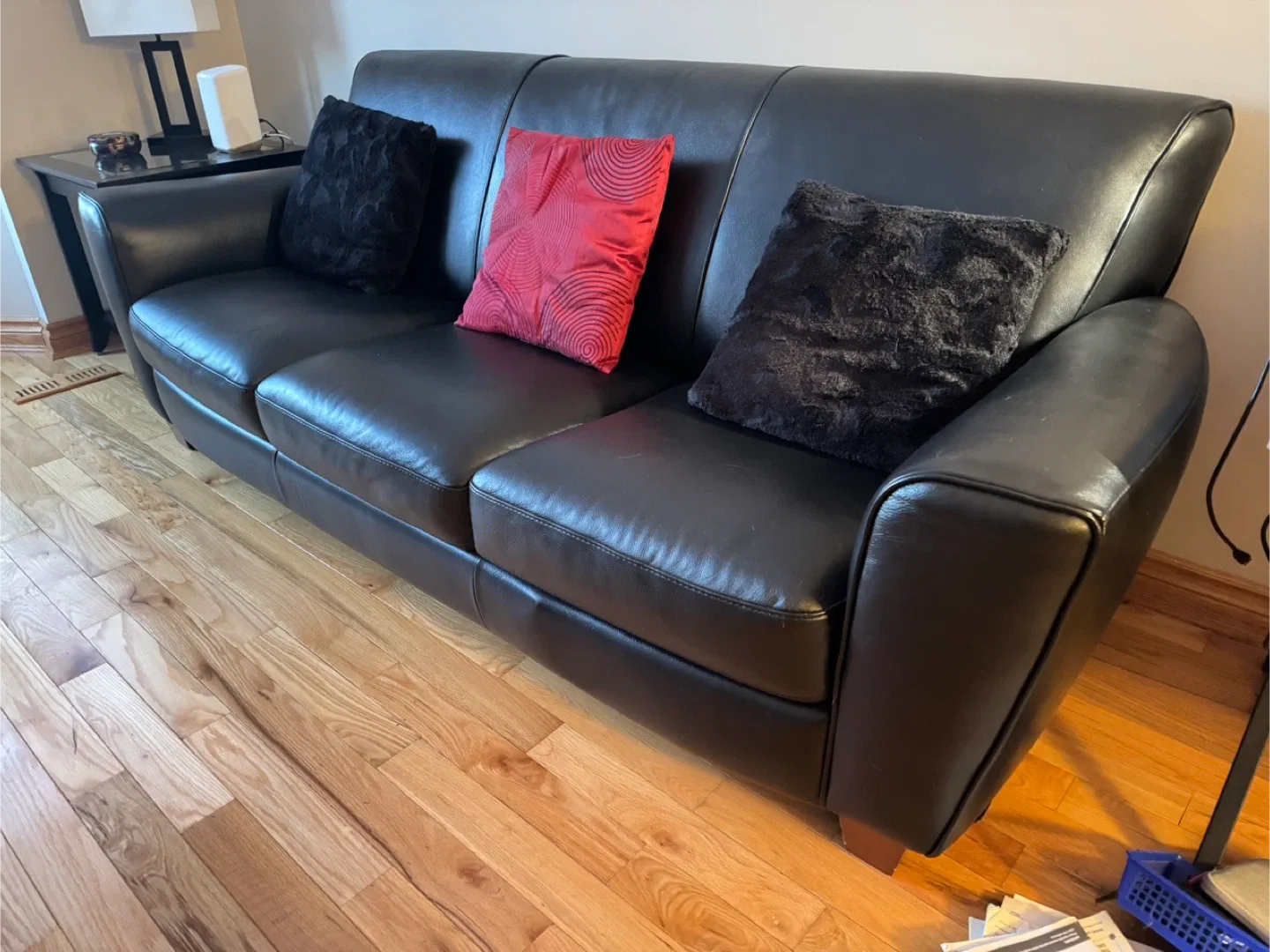 Black leather couch